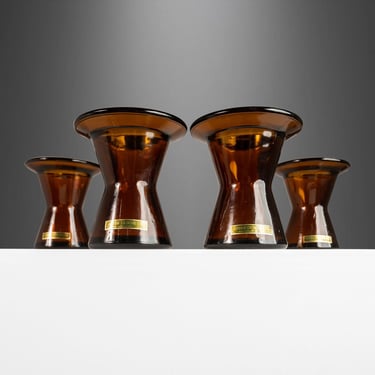 Set of Four (4) Mid Century Modern Glass Candle Holders by Jens Quistgaard for Dansk Designs, Finland, c. 1970's 