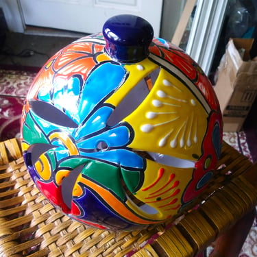TALAVERA Ceramic Globe Lantern, Hand Painted in Mexico Clay Lantern, Home Decor 