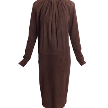 YVES SAINT LAURENT- 1990s Brown Suede Dress, Size-8