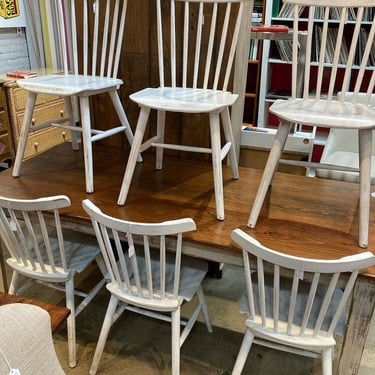 White painted chairs 6 available Call 202-232-8171 to purchase