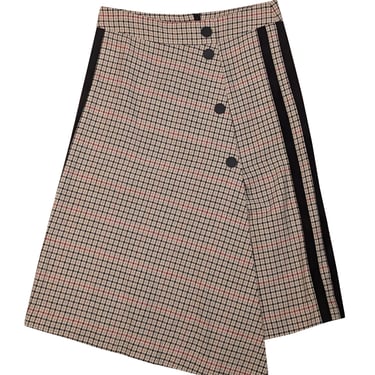 Maje - Cream w/ Beige, Black, & Red Plaid Knit Skirt Sz 8