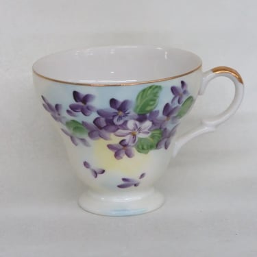 Porcelain PR8J Purple Violet Flowers Blue and Yellow Gradient Tea Cup 3694B