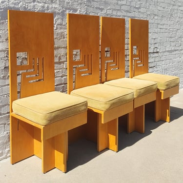 Mid Century Modern Frank Lloyd Wright Inspired Maple Dining Chairs 