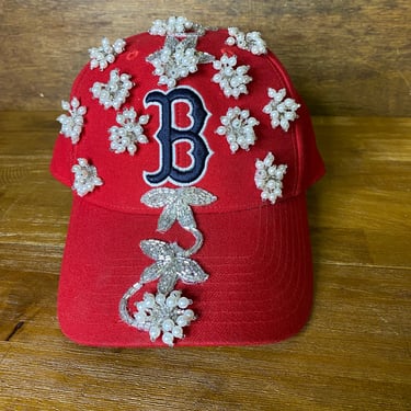 Boston Baseball Hat Pearl Beaded Cap Vintage Cooperstown Classic Fitted 7 1/8 