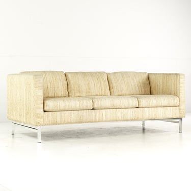 Milo Baughman Style Selig Mid Century Chrome Sofa - mcm 