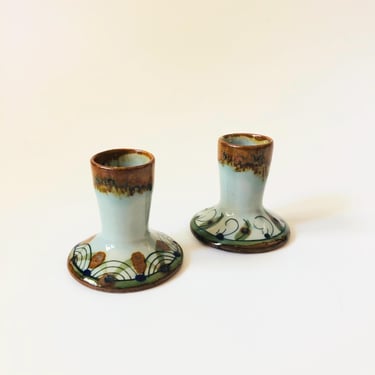 Ken Edwards Tonala Pottery Candle Holders - Set of 2 