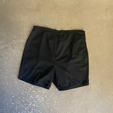 Vintage Black Cotton Side Zip Shorts 
