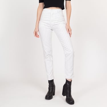 XS 80s White Pinstriped Cigarette Pants 25