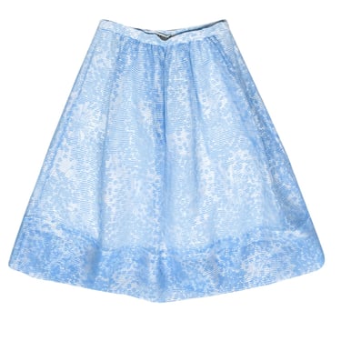 Whistles - Blue & White Striped Floral Print Midi Skirt Sz S