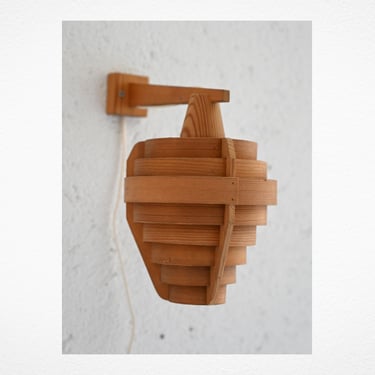 Vintage Wooden Wall Sconce – Handcrafted Mid-Century Organic Wood Light Fixture 