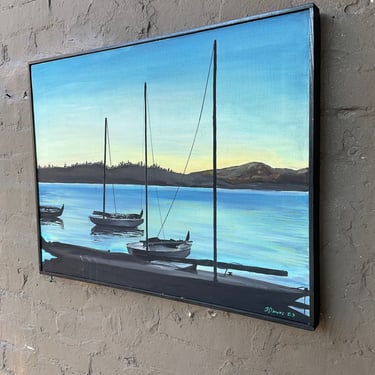 Sailboat Painting, Oil on Canvas, J. Downs