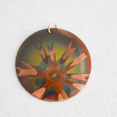 Vintage Copper Disc Pendant 