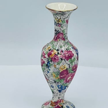 Vintage Lord Nelson Chintz Vase 5 1/4” Marina - England- Chip Free 