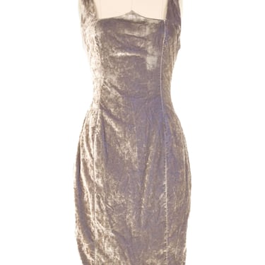 Versus Gianni Versace Silver Crushed Velvet Mini Dress