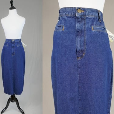 90s Long Jean Skirt - 29" waist - Deadstock w/ Tag - Blue Cotton Denim - Sun River Clothing Co - Vintage 1990s - M 