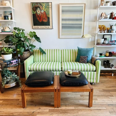 Green Striped Sofa Hide-a-Bed