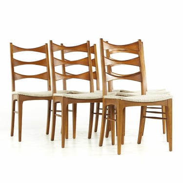 Lane Rhythm Mid Century Walnut Dining Chairs - Set of 6 - mcm 