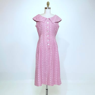 Burnice Collection: Pink Eyelet 1950s Dress size M