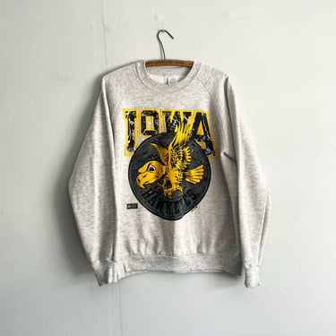 Vintage 80s 90s University of Iowa Hawkeyes Sweatshirt Heather Gray Size L 
