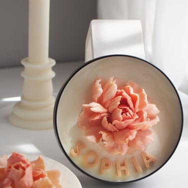 Peachy Gradient Flower Candle, Sculpture Floral Candle, 3 Wicks Soywax, Custom Text, Handmade Gift, Mother's Day, Home Decor (12.3 oz) 