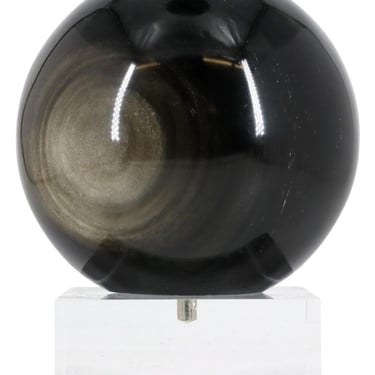 Large Tiger's Eye Sphere Specimen Mounted on Clear Arcylic Stand - Natural Geological Sculpture 