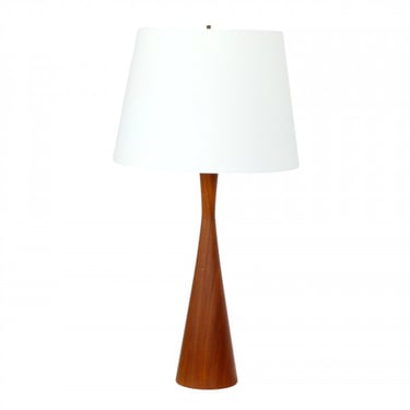 1960s Turned Teak Hourglass Table Lamp