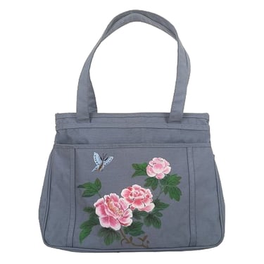 vintage 60's hand painted tote bag (Size: OS)