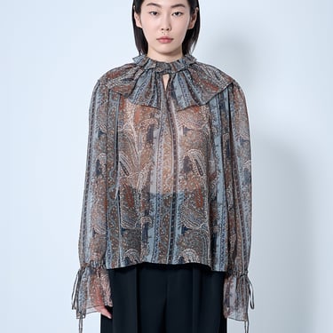 Saint Laurent Women Paisley Silk Georgette Blouse