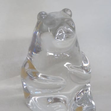 Orrefors Sweden A4354 Crystal Art Glass Bear Sitting Figurine Paperweight 3724B