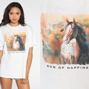 Wild Horse Shirt 90s SUN OF HAPPINESS Graphic Tshirt Animal t Shirt 1990s Native American Vintage Retro Tee Hipster Extra Large xl 