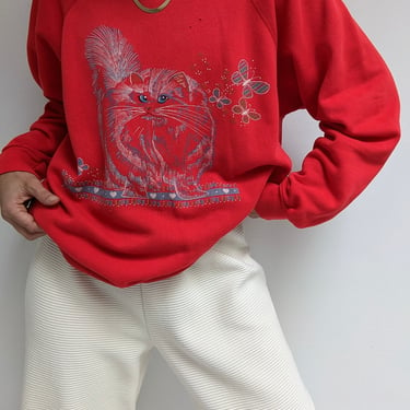 Sweet Vintage Cat Graphic Sweatshirt