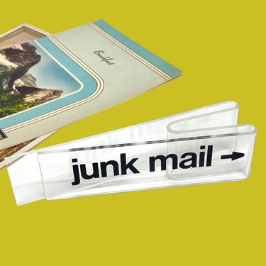 Vintage Junk Mail Clip Retro 1970s Contemporary + Large Size + Clear Acrylic Plastic + Office Decor + Paper Storage + Mail Organization 