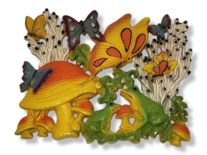HOMCO社製キノコ蝶カエルウォールデコ70年代ヴィンテージ HOMCO社製