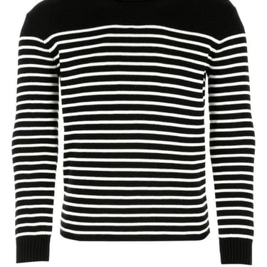 Saint Laurent Man Embroidered Cotton Blend Sweater