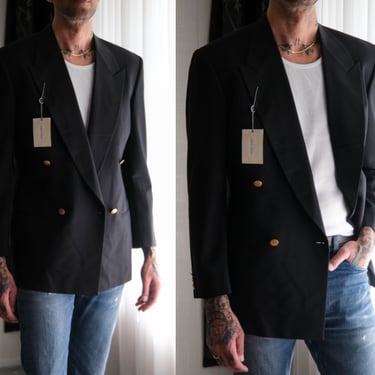 Vintage 90s Giorgio Armani Le Collezioni Black Double Breasted Brass Button Blazer Unworn w/ Tags | Made in Italy | 1990s Designer Jacket 