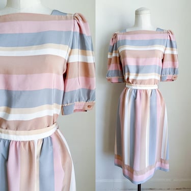 Vintage 1980s Candy Striped 2pc Outfit Set / XS 