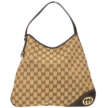 Gucci Beige Canvas GG Hobo Handbag
