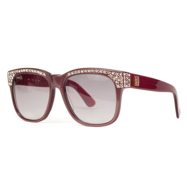 Yves Saint Laurent 2000s Vintage Rhinestone Encrusted Mauve Sunglasses 