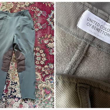 Vintage ‘80s ‘90s United Colors of Benetton jodphurs | Italian breeches with faux suede patches, high waisted riding pants, 40 or Small 
