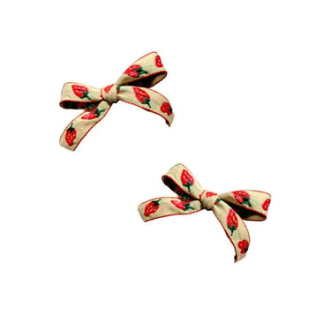 Eugenia Strawberry Pig Tail Hair Bow Clips