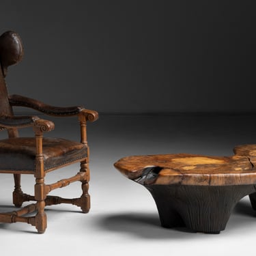 Leather Wingback / Beech Coffee Table