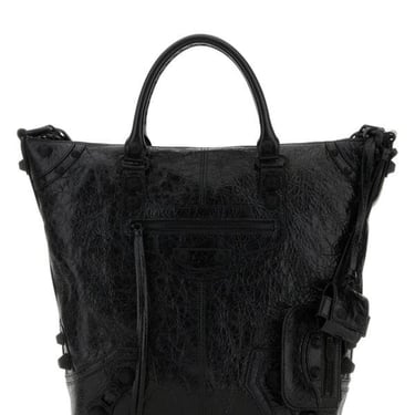 BALENCIAGA MAN Black Nappa Leather Cagole Tote M Handbag