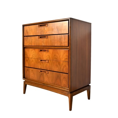Walnut Tall Dresser United Furniture  Mid Century Modern 