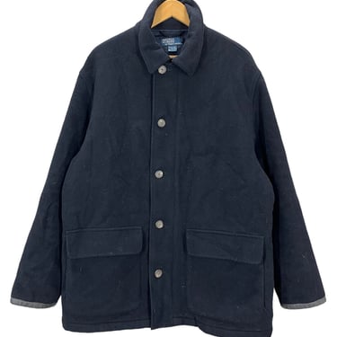 Vintage Polo Ralph Lauren Blue Wool Coat Jacket Large