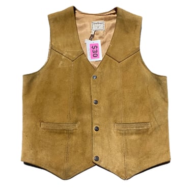 (L) Brown Leather Steer Brand Vest 070722 RK