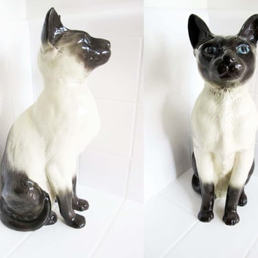 Vintage 60s Beswick England Siamese Cat Extra Large Ceramic Statue - Cat Lover Gift - Quirky Home Decor 