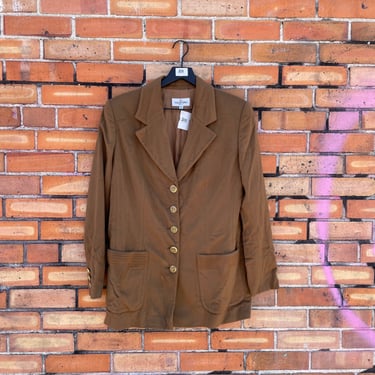 vintage 90s brown cashmere valentino miss v blazer / m medium 