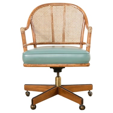 McGuire Rattan Cane Swivel Executive Office Desk Chair