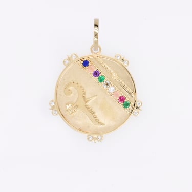 Lily Dove Medallion with Diamond Florets - &quot;Love Adore&quot; - 9 Stones