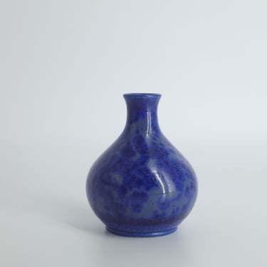 Small Mid-Century Scandinavian Modern Collectible Sapphire Stoneware Vase No. 14-11-2000 by Gunnar Borg for Höganäs Ceramics, 1960s 